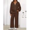 ZESICA Women’s 2 Piece Outfits 2026 Fall Winter Fleece Hoodie Tracksuit Zip Up Sweatshirt Long Sweatpant Matching Set(Brown)