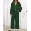 ZESICA Women’s 2 Piece Outfits 2026 Fall Winter Fleece Hoodie Tracksuit Zip Up Sweatshirt Long Sweatpant Matching Set(Darkgreen)