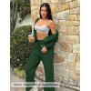 ZESICA Women’s 2 Piece Outfits 2026 Fall Winter Fleece Hoodie Tracksuit Zip Up Sweatshirt Long Sweatpant Matching Set(Darkgreen)