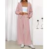 ZESICA Women’s 2 Piece Outfits 2026 Fall Winter Fleece Hoodie Tracksuit Zip Up Sweatshirt Long Sweatpant Matching Set(Darkpink)