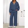 ZESICA Women’s 2 Piece Outfits 2026 Fall Winter Fleece Hoodie Tracksuit Zip Up Sweatshirt Long Sweatpant Matching Set(Navy)