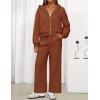 ZESICA Women’s 2 Piece Outfits 2026 Fall Winter Fleece Hoodie Tracksuit Zip Up Sweatshirt Long Sweatpant Matching Set(Rustred)