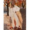 ZESICA Women’s 2 Piece Outfits Lounge Pajama Sets 2026 Fall Long Sleeve Cardigans Wide Leg Pants Matching Winter Clothes(Apricot)
