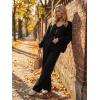 ZESICA Women’s 2 Piece Outfits Lounge Pajama Sets 2026 Fall Long Sleeve Cardigans Wide Leg Pants Matching Winter Clothes(Black)