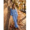 ZESICA Women’s 2 Piece Outfits Lounge Pajama Sets 2026 Fall Long Sleeve Cardigans Wide Leg Pants Matching Winter Clothes(Blue)