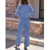 ZESICA Women’s 2 Piece Outfits Lounge Pajama Sets 2026 Fall Long Sleeve Cardigans Wide Leg Pants Matching Winter Clothes(Blue)