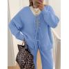 ZESICA Women’s 2 Piece Outfits Lounge Pajama Sets 2026 Fall Long Sleeve Cardigans Wide Leg Pants Matching Winter Clothes(Blue)