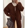 ZESICA Women’s 2 Piece Outfits Lounge Pajama Sets 2026 Fall Long Sleeve Cardigans Wide Leg Pants Matching Winter Clothes(Caramel)