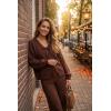 ZESICA Women’s 2 Piece Outfits Lounge Pajama Sets 2026 Fall Long Sleeve Cardigans Wide Leg Pants Matching Winter Clothes(Caramel)