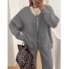 ZESICA Women’s 2 Piece Outfits Lounge Pajama Sets 2026 Fall Long Sleeve Cardigans Wide Leg Pants Matching Winter Clothes(Gray)