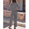 ZESICA Women’s 2 Piece Outfits Lounge Pajama Sets 2026 Fall Long Sleeve Cardigans Wide Leg Pants Matching Winter Clothes(Gray)