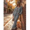 ZESICA Women’s 2 Piece Outfits Lounge Pajama Sets 2026 Fall Long Sleeve Cardigans Wide Leg Pants Matching Winter Clothes(Gray)