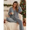 ZESICA Women’s 2 Piece Outfits Lounge Pajama Sets 2026 Fall Long Sleeve Cardigans Wide Leg Pants Matching Winter Clothes(Gray)