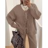 ZESICA Women’s 2 Piece Outfits Lounge Pajama Sets 2026 Fall Long Sleeve Cardigans Wide Leg Pants Matching Winter Clothes(Khaki)