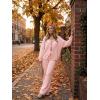 ZESICA Women’s 2 Piece Outfits Lounge Pajama Sets 2026 Fall Long Sleeve Cardigans Wide Leg Pants Matching Winter Clothes(Pink)