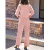 ZESICA Women’s 2 Piece Outfits Lounge Pajama Sets 2026 Fall Long Sleeve Cardigans Wide Leg Pants Matching Winter Clothes(Pink)