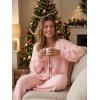 ZESICA Women’s 2 Piece Outfits Lounge Pajama Sets 2026 Fall Long Sleeve Cardigans Wide Leg Pants Matching Winter Clothes(Pink)