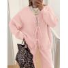 ZESICA Women’s 2 Piece Outfits Lounge Pajama Sets 2026 Fall Long Sleeve Cardigans Wide Leg Pants Matching Winter Clothes(Pink)