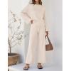 ZESICA Women’s 2 Piece Outfits Set 2026 Casual Long Sleeve Knit Pullover Top and Wide Leg Pants Sweatsuit Lounge Sets(Apricot)