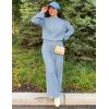ZESICA Women’s 2 Piece Outfits Set 2026 Casual Long Sleeve Knit Pullover Top and Wide Leg Pants Sweatsuit Lounge Sets(Blue)