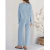 ZESICA Women’s 2 Piece Outfits Set 2026 Casual Long Sleeve Knit Pullover Top and Wide Leg Pants Sweatsuit Lounge Sets(Blue)