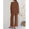 ZESICA Women’s 2 Piece Outfits Set 2026 Casual Long Sleeve Knit Pullover Top and Wide Leg Pants Sweatsuit Lounge Sets(Caramel)