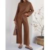 ZESICA Women’s 2 Piece Outfits Set 2026 Casual Long Sleeve Knit Pullover Top and Wide Leg Pants Sweatsuit Lounge Sets(Caramel)