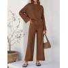 ZESICA Women’s 2 Piece Outfits Set 2026 Casual Long Sleeve Knit Pullover Top and Wide Leg Pants Sweatsuit Lounge Sets(Caramel)