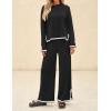 ZESICA Women’s 2 Piece Outfits Set 2026 Casual Long Sleeve Knit Pullover Top and Wide Leg Pants Sweatsuit Lounge Sets(Carbon)