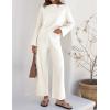 ZESICA Women’s 2 Piece Outfits Set 2026 Casual Long Sleeve Knit Pullover Top and Wide Leg Pants Sweatsuit Lounge Sets(Cream)