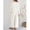 ZESICA Women’s 2 Piece Outfits Set 2026 Casual Long Sleeve Knit Pullover Top and Wide Leg Pants Sweatsuit Lounge Sets(Cream)