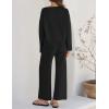 ZESICA Women’s 2 Piece Outfits Set 2026 Casual Long Sleeve Knit Pullover Top and Wide Leg Pants Sweatsuit Lounge Sets(Darkblack)