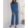 ZESICA Women’s 2 Piece Outfits Set 2026 Casual Long Sleeve Knit Pullover Top and Wide Leg Pants Sweatsuit Lounge Sets(Darkblue)