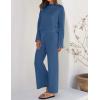 ZESICA Women’s 2 Piece Outfits Set 2026 Casual Long Sleeve Knit Pullover Top and Wide Leg Pants Sweatsuit Lounge Sets(Darkblue)
