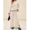 ZESICA Women’s 2 Piece Outfits Set 2026 Casual Long Sleeve Knit Pullover Top and Wide Leg Pants Sweatsuit Lounge Sets(Natural)