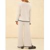 ZESICA Women’s 2 Piece Outfits Set 2026 Casual Long Sleeve Knit Pullover Top and Wide Leg Pants Sweatsuit Lounge Sets(Natural)