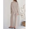 ZESICA Women’s 2 Piece Outfits Set 2026 Casual Long Sleeve Knit Pullover Top and Wide Leg Pants Sweatsuit Lounge Sets(Oatmeal)
