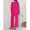 ZESICA Women’s 2 Piece Outfits Set 2026 Casual Long Sleeve Knit Pullover Top and Wide Leg Pants Sweatsuit Lounge Sets(Rose)