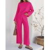 ZESICA Women’s 2 Piece Outfits Set 2026 Casual Long Sleeve Knit Pullover Top and Wide Leg Pants Sweatsuit Lounge Sets(Rose)