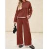 ZESICA Women’s 2 Piece Outfits Set 2026 Casual Long Sleeve Knit Pullover Top and Wide Leg Pants Sweatsuit Lounge Sets(Rust)