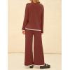 ZESICA Women’s 2 Piece Outfits Set 2026 Casual Long Sleeve Knit Pullover Top and Wide Leg Pants Sweatsuit Lounge Sets(Rust)