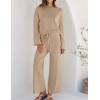 ZESICA Women’s 2 Piece Outfits Set 2026 Casual Long Sleeve Knit Pullover Top and Wide Leg Pants Sweatsuit Lounge Sets(Sand)