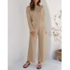 ZESICA Women’s 2 Piece Outfits Set 2026 Casual Long Sleeve Knit Pullover Top and Wide Leg Pants Sweatsuit Lounge Sets(Sand)