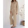 ZESICA Women’s 2 Piece Outfits Set 2026 Casual Long Sleeve Knit Pullover Top and Wide Leg Pants Sweatsuit Lounge Sets(Sand)