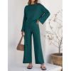 ZESICA Women’s 2 Piece Outfits Set 2026 Casual Long Sleeve Knit Pullover Top and Wide Leg Pants Sweatsuit Lounge Sets(Teal)