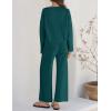 ZESICA Women’s 2 Piece Outfits Set 2026 Casual Long Sleeve Knit Pullover Top and Wide Leg Pants Sweatsuit Lounge Sets(Teal)