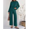 ZESICA Women’s 2 Piece Outfits Set 2026 Casual Long Sleeve Knit Pullover Top and Wide Leg Pants Sweatsuit Lounge Sets(Teal)