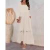 ZESICA Women’s 2026 Boho Long Sleeve Square Neck Smocked High Waist Flowy A Line Lace Trim Maxi Dress(Apricot)