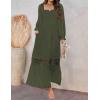 ZESICA Women’s 2026 Boho Long Sleeve Square Neck Smocked High Waist Flowy A Line Lace Trim Maxi Dress(Army Green)