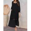 ZESICA Women’s 2026 Boho Long Sleeve Square Neck Smocked High Waist Flowy A Line Lace Trim Maxi Dress(Black)